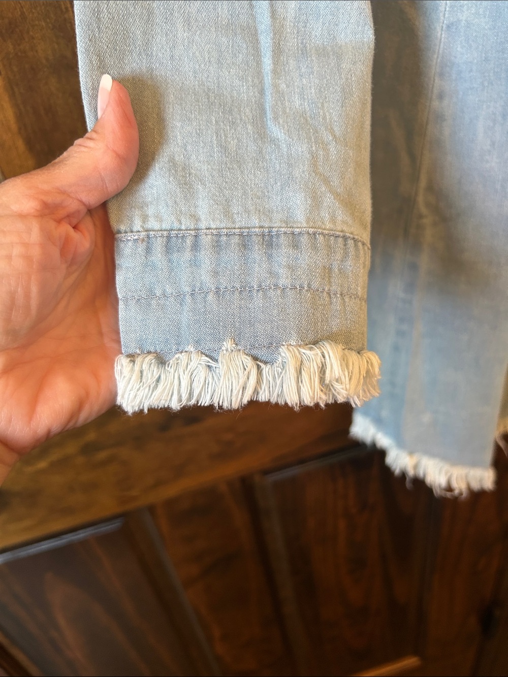 Light Wash Denim Tunic Shirt Dress - Blue - Picture 3 of 11